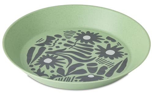 Koziol BLOMSTER PLATE 240mm BLOOM tiefer Teller | Ø 24 cm, bruchfest, stapelbar | biozirkulärer Kunststoff, spülmaschinengeeignet, melaminfrei | Camping, Picknick (nature leaf green)