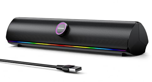 KASOHQEE Computer Speakers for Desktop PC,Computer Sound bar,USB PC Soundbar,Bass Boost,HiFi Stereo Bluetooth Desktop Speakers with Touch Buttons for Laptops,Phone,Great for Gamers,Families