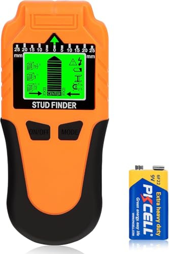 Leitungssuchgerät 6-in-1 Wandscanner Verbesserter Balkenfinder mit LCD-Display & Signalton, Präziser Wandsensor für Holz, Metall, Stromkabel und Rohre (Orange)