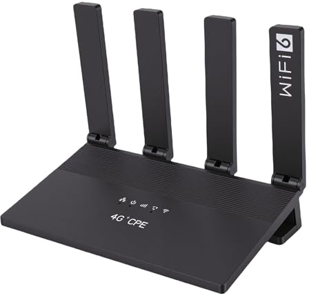Jiawu Router WiFi 6 4G LTE, Hotspot Mobile Mesh a Lungo Raggio WiFi 6 OFDMA da 300 Mbps, Router Wireless per Copertura Tutta la Casa con 4 Slot per Scheda SIM Tipo C per Europa e Asia