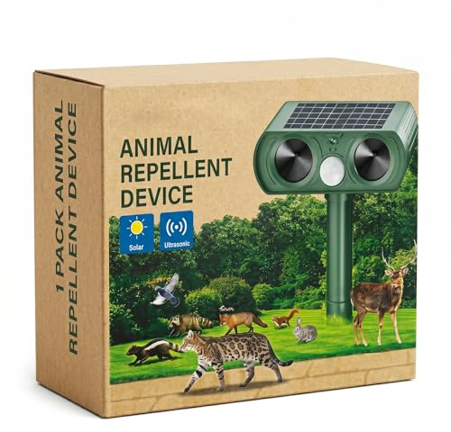 Repelente Gatos Ultrasónico de Jardín, con Frecuencia Variable Inteligente, Sensor de Movimiento PIR, IPX5 Impermeable, Ahuyentador de Animales para Gatos, Zorros, Pájaros, Patio y Huerto(1Pcs)
