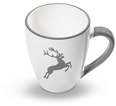 GMUNDNER KERAMIK Frühstücksbecher Max Füllmenge : 0.3 Liter grauer Hirsch Geschirr, handgemacht in Österreich