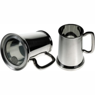 Kings Shilling Pewter Glass Bottom Tankard - Engraved Free