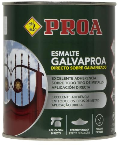 Esmalte directo sobre galvanizado Galvaproa. Negro RAL 9005. 750 ML. Pintar galvanizado sin necesidad de imprimación.