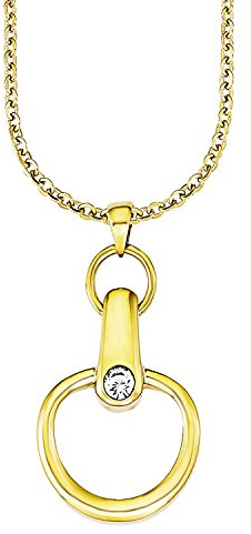 S.Oliver Damen-Kette mit Anhänger Edelstahl teilvergoldet Glas weiß - 525060