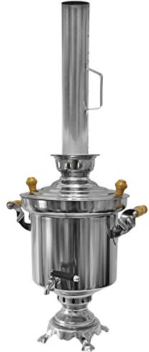 Carbón Vegetal Samovar de Acero Inoxidable, 5 litros, con Chimenea