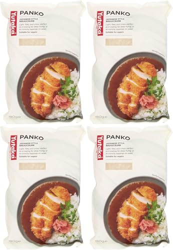 Yutaka - Panko Bread Crumbs, 180g (4 Pack) – Japanese-Style 6mm Flaky Breadcrumbs for Crispy Coating, Deep Frying, Air Frying & Crunchy Toppings – Vegan-Friendly, Light & Airy - Versatile Recipe Use | 6mm flaky Japanese breadcrumbs for crispy coating, deep frying and air frying. Vegan.