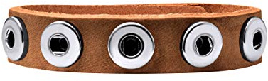Quiges Damläderarmband för 12 mm tryckknappar/Chunks brun