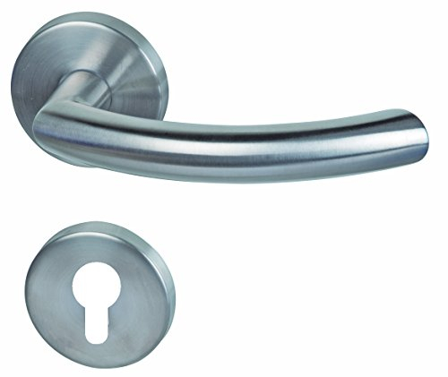 Alpertec 32851643 Edelstahl Jillian-R PZ Drückergarnitur Türdrücker Türbeschläge Neu, eloxiert, für Wohnungseingangstüren beidseitig Drücker