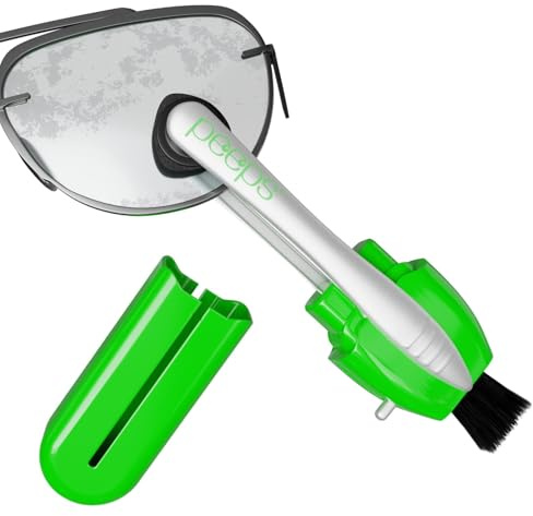 Peeps Eyeglass Cleaner - Carbon Lens Cleaning Tool for Glasses, Spectacles, Sunglasses, Reading Glasses - No Wipes or Cloth (Green) | With Brush, Portable & Reusable, Safe & Effective Carbon Microfiber, Leaves No Dust or Fingerprints, Streak Free