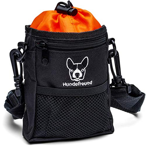 Hundefreund Leckerlibeutel für Hunde | Kleiner Futterbeutel zum Training mit dem Hund und für Leckerlis | 4 Tragevarianten mit 4 Fächern (14 x 11 x 4 cm)