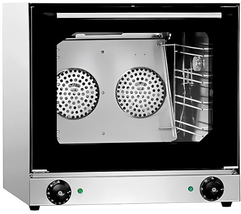 MBH - Horno de pan eléctrico profesional 4 bandejas 435x315 mm para hostelería. Horno industrial de doble turbinas para panadería y pastelería.