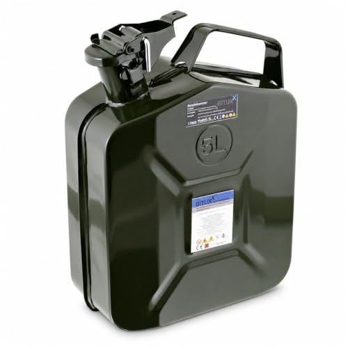 BITUXX® Stahl Benzinkanister Dieselkanister Kraftstoffkanister Kanister UN Zulassung (5 Liter)