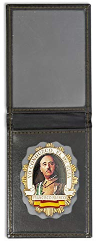 Cartera + Placa Francisco Franco (Yo conduzco, él me guía) | Cartera de Polipiel identificativa con Chapa/Insignia para decoración, coleccionismo y atrezzo