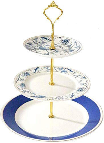 Eplze 3 Tier Porcelain Cake Stand Dessert Display Stand (Azure Blue)