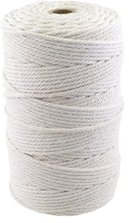 YORKING Macrame Cord 3mmx200m Butchers Cooking String Twine Natural Cotton Kitchen Butchers Threads for Tying Meat Making Sausage DIY Knitting Crafts Beige