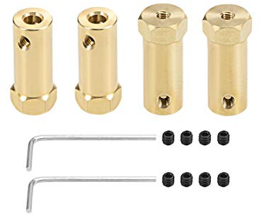 sourcing map Sechskantkupplung, 5 mm Bohrung, Motor, Sechskant, Messing, Wellenkupplung, flexibler Anschluss für Autoräder, Reifen, Wellenmotor, 4 Stück