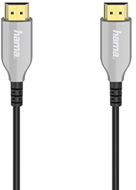 Hama HDMI Kabel High Speed 15m 4K (optisch, HDMI Cable mit Ethernet, 18 Gbps, ARC, HD Bildschirmkabel, HDR, Knickschutz, vergoldete Stecker, Monitorkabel, Hochgeschwindigkeitskabel, PS5)
