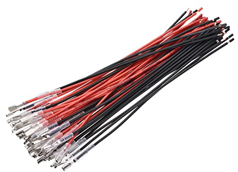 sourcing map Female Spade Crimp Terminal 2.8mm with Insulating Sleeve 20cm 20 AWG Wire Red Black Assortment Kit for Lamp Switch, Set of 25