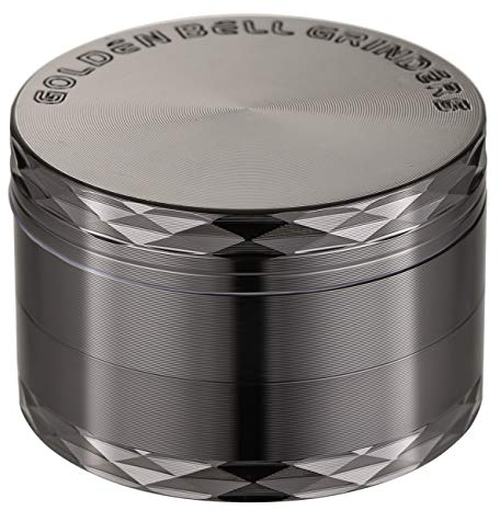 Golden Bell 2 inch Grinder 4 Layer Spice Grinder Stylish Diamond Edge Lid Zinc Alloy Grinder - Nickle Black