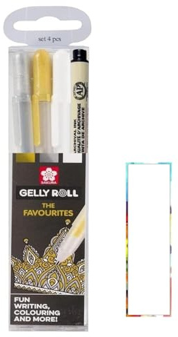 SAKURA Gelly Roll Metallic Metallic 3 Stück (Weißgold) Pigma Micron Schwarz 05. Made in Japan