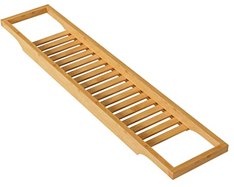 Vassoio per Vasca da Bagno,Vassoio Vasca Colazione Letto,Mensola da Vasca da Bagno,Multifunzionale Vassoio Portaoggetti in bambù 74x15x3.7cm (Naturale)