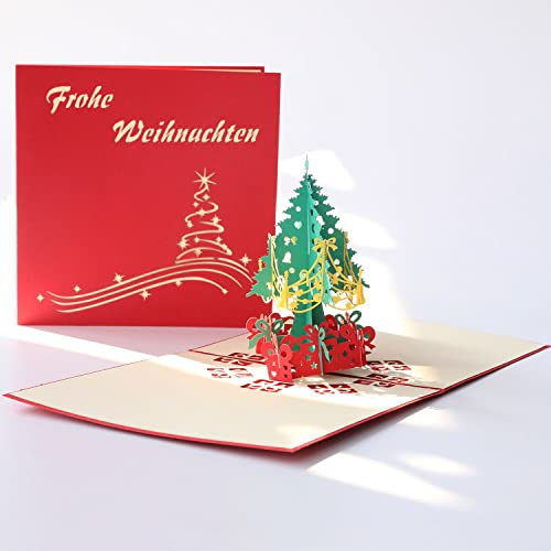 LOOGI Weihnachtskarten Pop-Up, 3D Karte Weihnachten Grußkarte mit Frohe Weihnachten Popup Weihnachtsgrußkarte Geschenkkarte mit Umschlag als Gutschein oder für Geldgeschenke