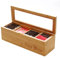 Woodquail Tea Box Caddy Storage Organiser Tidy, Made of Natural Bamboo (4 Compartments)