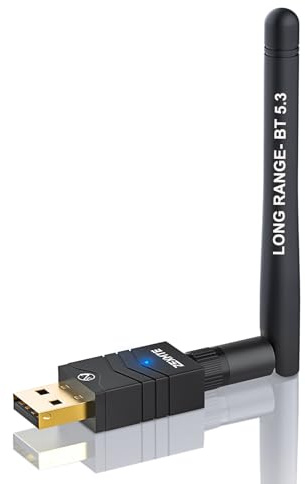 USB Bluetooth Adapter 5.3 EDR, Long-Distance Bluetooth Dongle PC, 100M Audio Transmission, Low Latency, for Headset/Keyboard/Mouse, Compatible With Windows 11/10/8, Plug and Play