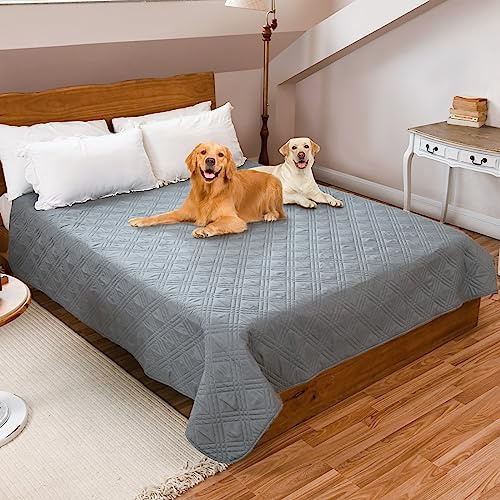 PICK FOR LIFE Waterproof Dog Blanket Bed Cover & Protector, 97x190cm, Grey | Anti-Slip Bed Couch Covers for Dogs, Soft Water Waterproof Sheet Pet Blanket to Protect Furniture Sofa Car for Puppy Cat Kids