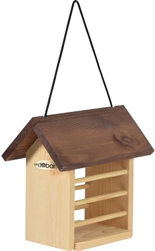 dobar® Green Label 11522FSCe - Großer Meisenknödelhalter aus robustem Kieferholz - Futterstation für Wildvögel - 22 x 14 x 21 cm