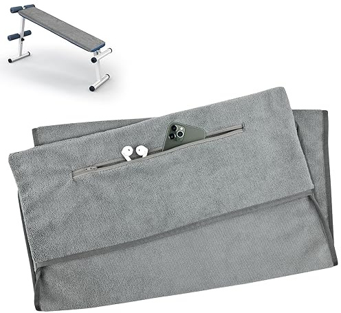 Toallas para Gimnasio Toalla de Fitness de Microfibra 120x50 cm Toalla Deportiva con Bolsa de Bolsillo con Cremallera para Hombres y Mujeres Toalla Absorbente para Deportes Gimnasio Yoga