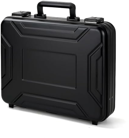 urecimy Maletín de aluminio para portátil maletín rígido TSA combinación cerradura Flightcase extraíble espuma joyería y reloj portátil bolsa de transporte, Negro , 46X35X11.5cm
