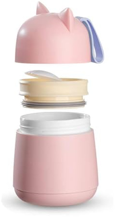 Gsycle Thermal Food Flask, Insulated Soup Food Containers Insulated Soup Cup for Hot Food Soup Flask Leak Proof Food Jar with Folding Spoon for Office Picnic Travel Outdoors(Pink)
