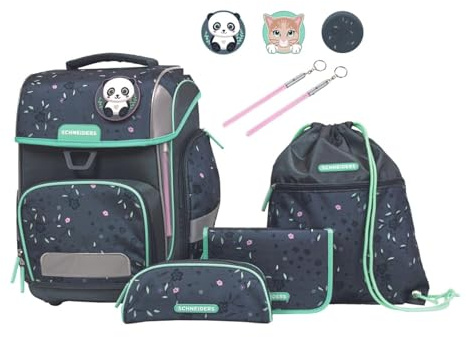 Schneiders Ergolite Mint Meadow Mädchen Schultasche - 9-teiliges Set, Orthopädisch geprüft, mit LED-Leuchtstäben, nachhaltig & ergonomisch