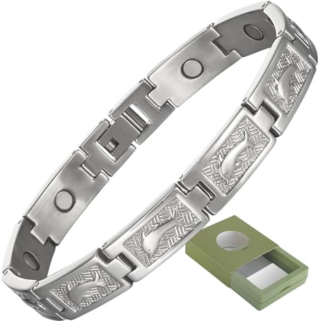 YINOX Super-Magnetarmband für Damen, Magnetarmband aus Edelstahl, Delfinarmband für Damen, mit 10 NdFeB-Magneten und hochwertiger Geschenkbox (21,5 cm)