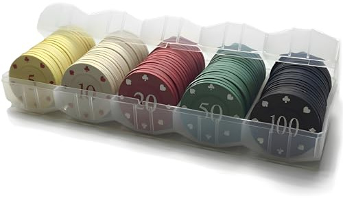 100 Pcs Colorful Poker Chip, Denomination Chips Set with Storage Box, Plastic Counters Disks and Learning Math Counting for Card Blackjack Games, Homes Parties, Texas Hold’em