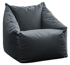 chilly pilley® Sitzsack aus samt Gaming Sitzsack Abnehmbar Bezug mit EPS-Füllung Runden, vielen Farben Gross, grau