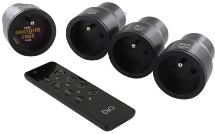 DiO Connected Home Kit 4 Prises Nano + télécommande - Noir - Chacon