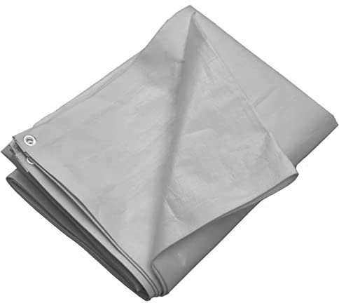LAPOOH Abdeckplane, Gewebeplane, Plane Wasserdicht, Abdeckfolie, Bauplane, Tarpaulin, Allzweckplane, Gartenplane, Zeltplanen, 260 g/m² 3x4 m Grau HDPE