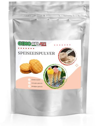 Gino Gelati Eis Speiseeis Pulver, vielfältige Geschmacksrichtungen, schnelle und einfache Zubereitung, Herstellung mit und ohne Maschine, natürliche Farbstoffe (1 Kg, Keks Cookie)