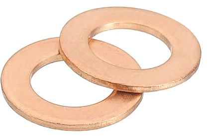 QUARKZMAN Arandela Plana M8, 50 Piezas Arandelas Planas de Anillo de Cobre de 14 mm de Diámetro Exterior Junta de Sellado Metálica para Tornillos, Pernos y Tuercas
