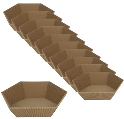 10 x Präsentkorb 6-eck klein Natur - Maße 29x27 cm - Geschenkkorb - Präsentkörbe - Geschenkverpackung -