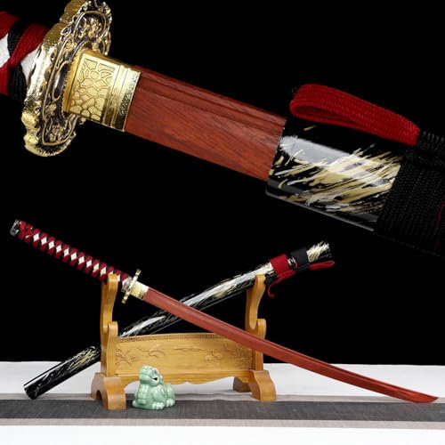HJHUUA 103 cm natürliche Mahagoni-Samurai-Schwerter,handgefertigtes Bokken,hölzernes Katana für Geschenke,Ausstellung,Kendo-Training,Sammlung,Cosplay