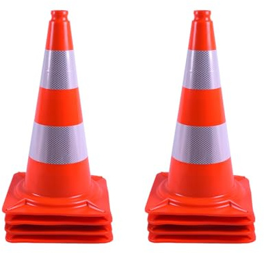 ZincOrange Set di 8 Coni Stradali, Coni di Sicurezza con Nastro Riflettente e Materiale PVC per Sicurezza Stradale, Parcheggio, Allenamento Sportivo e Attività all'Aperto (50 cm)