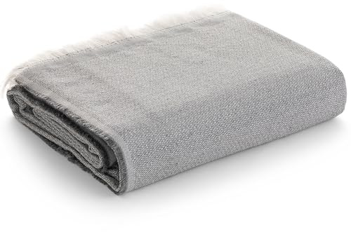 GAMUSI Mehrzweck-Sofaüberwurf für 3-Sitzer 135/150 cm Jarapa Foulard Sofabezug aus Baumwolle Uni 230x280 cm Hellgrau