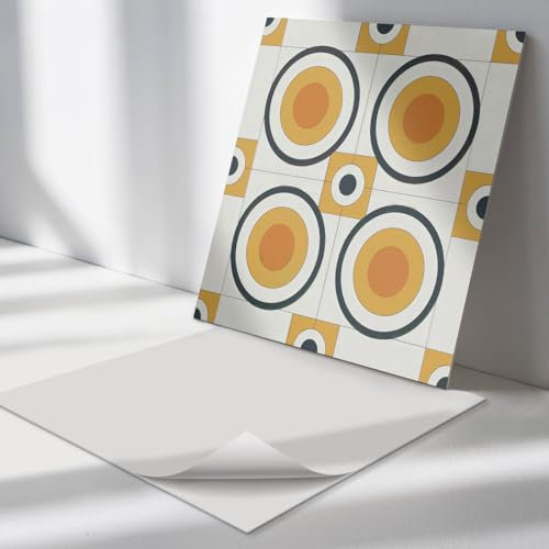Piastrelle da Parete 30x30 cm Autoadesivo Vinile Aspetto Moderno Stile Cucina Quadrate Montaggio Rapido Impermeabile Bagno - Geometria del cerchio e del quadrato