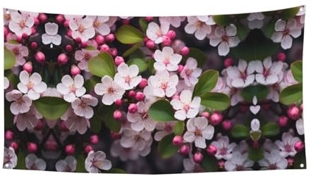 Bonita bandera colgante decorativa con flores de ciruelo (178 x 89 cm), fiesta de Navidad, fiesta de cumpleaños, pancarta de día festivo