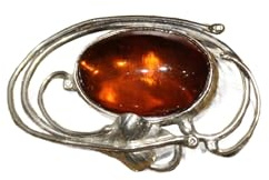 Broche argent ambre naturel 925