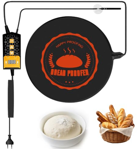 Boîte de fermentation pour levain, tapis chauffant pour pain avec thermostat, tapis chauffant pour la cuisson à la maison, l'épreuve de pâte, le chauffe-levain (rond 32 x 32 x 4 cm)